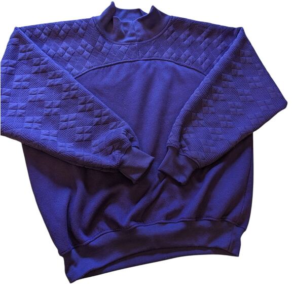 Vintage Gitano Sweatshirt Women Medium/Large Purple Quilted Pullover Mock Neck - Picture 2 of 13